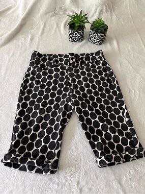 Hue Women’s Original Denim Cabana Boyfriend Bermuda Shorts Black Polka Dots M